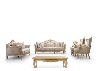 Chesterfield Barocco Divano Classico Soggiorno Mobili Set Completo 5 pezzi