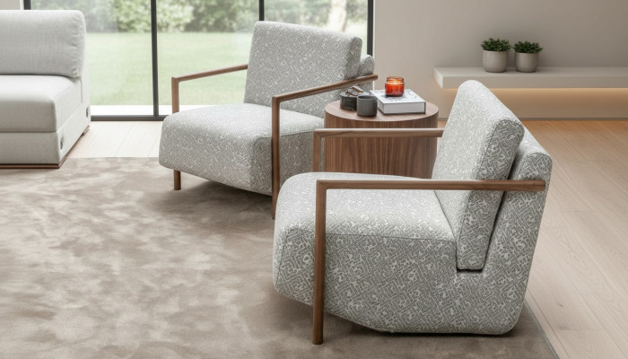 Poltrona Soggiorno Arredamento Design Moderno Imbottita 1 Posto Relax Grigio Club
