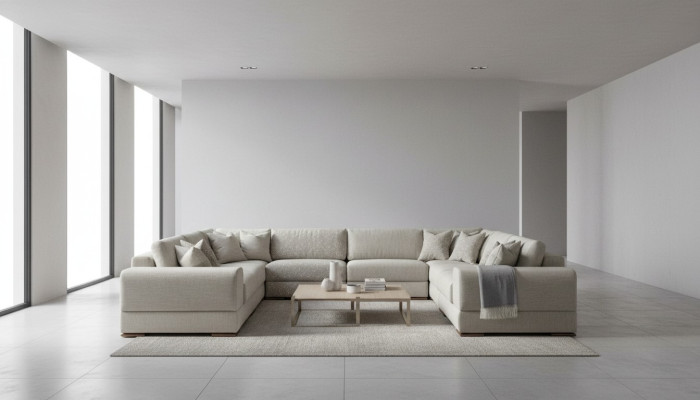 Divano a forma di U design moderno lussuoso soggiorno grande grigio nuovissimo.