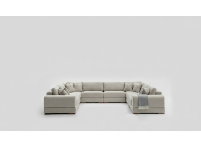 Divano a forma di U design moderno lussuoso soggiorno grande grigio nuovissimo.