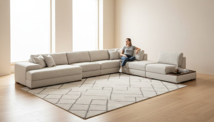 Divani a forma di U Design moderno Mobili di lusso Grigio Nuovo divano angolare