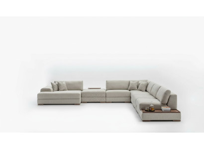 Divano ad angolo in forma di U Mobili Divano ad angolo design grigio Sofà imbottito Salotto
