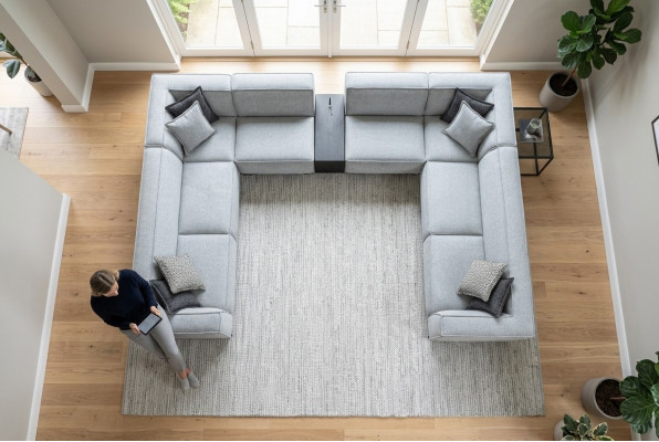Divano ad angolo a forma di U Mobili Soggiorno di lusso Moderno Divano Grande Divano Paesaggio Abitativo