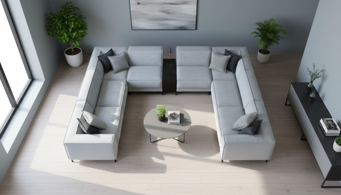 Divano ad angolo a forma di U Mobili Soggiorno di lusso Moderno Divano Grande Divano Paesaggio Abitativo