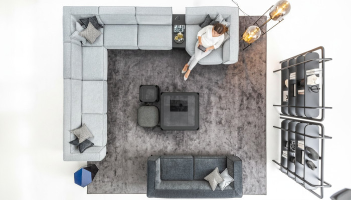 Soffitto abitativo Set divano 2pz. Soggiorno a forma di U Divano a 3 posti Design moderno Nuovo