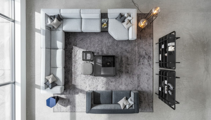 Soffitto abitativo Set divano 2pz. Soggiorno a forma di U Divano a 3 posti Design moderno Nuovo