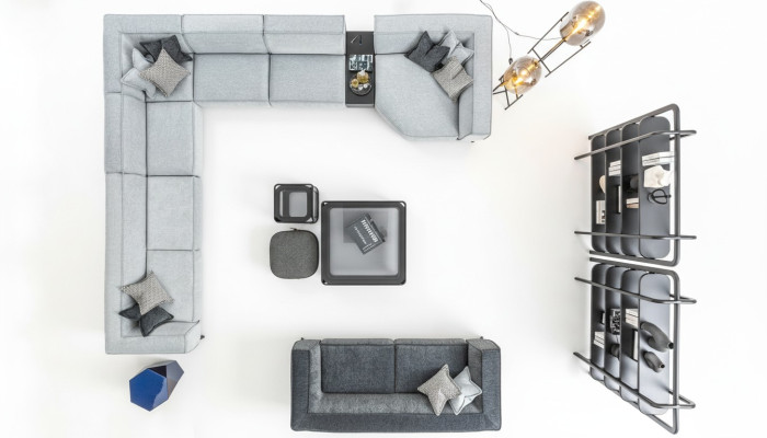Soffitto abitativo Set divano 2pz. Soggiorno a forma di U Divano a 3 posti Design moderno Nuovo