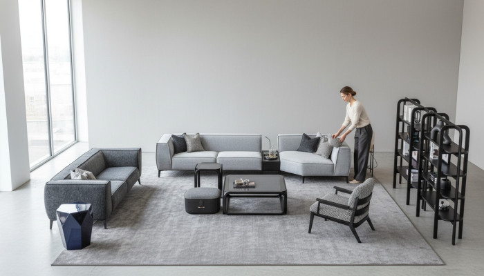 Sofà set xxl Divano Texil Big Sofa 5+3+1 Posti Imbottito Tessuto Divani