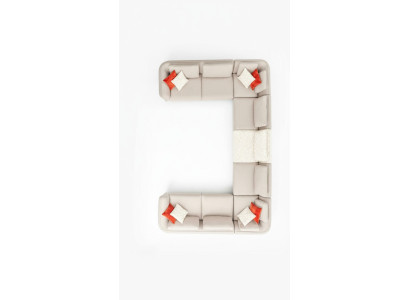 Divano ad angolo a forma di U di lusso per soggiorno beige, divano imbottito in stile moderno, nuovo.