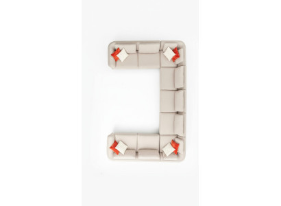 Divano a forma di U di lusso per soggiorno, divano d'angolo beige, design moderno.
