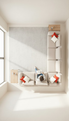 Divano ad angolo a L design moderno di lusso beige per soggiorno.