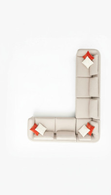 Divano ad angolo a L design moderno di lusso beige per soggiorno.