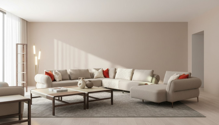 Divano ad angolo a forma di U Beige Soggiorno di lusso Moderno Nuovo divano imbottito