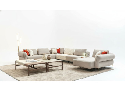 Divano ad angolo a forma di U Beige Soggiorno di lusso Moderno Nuovo divano imbottito