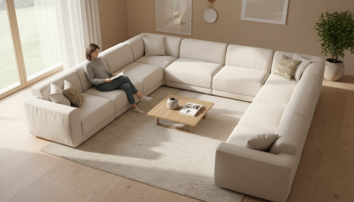 Divano a forma di U Divano imbottito Salotto Divano d'angolo Design moderno Divano per abitazioni