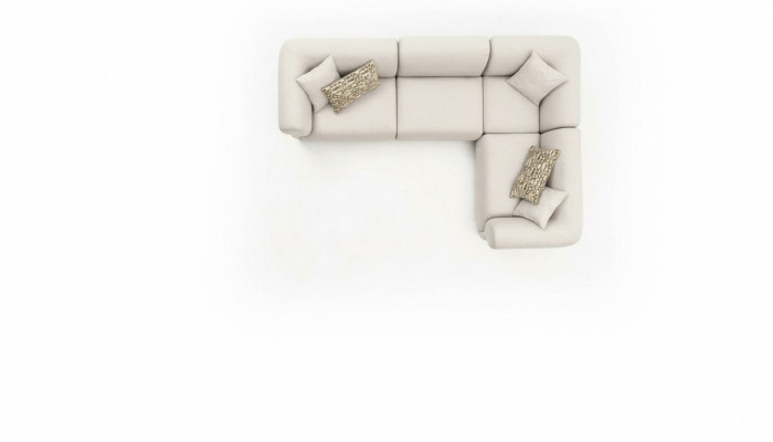 Divano a L Beige Sofà in tessuto Salotto Mobili Tessili Moderno Stile