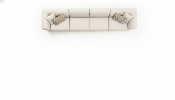 Grande divano beige attraente a 6 posti di design semplice realizzato con materiali di alta qualità