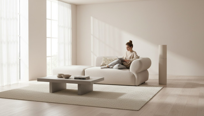 Divano in tessuto 3 posti Soggiorno Mobili di lusso Design Beige 215 cm
