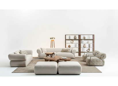 Sofà set 6 pezzi. Divano con seduta e pouf Set salotto design moderno