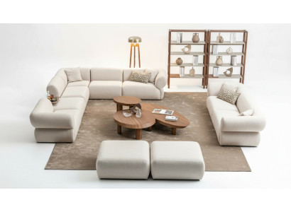 Sofà per soggiorno, set di divani a forma di L, 3 posti con poggiapiedi, design moderno