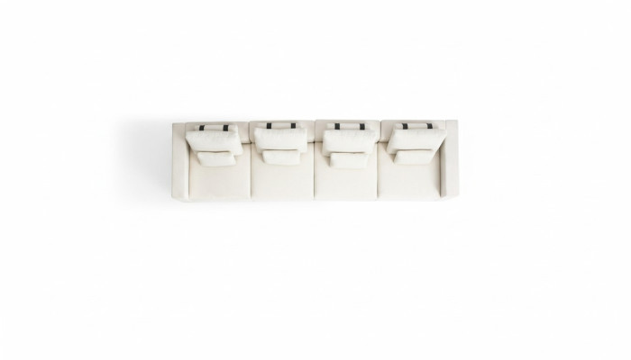Sofà in tessuto di lusso a sei posti bianco per il soggiorno, moderno set di sedute.