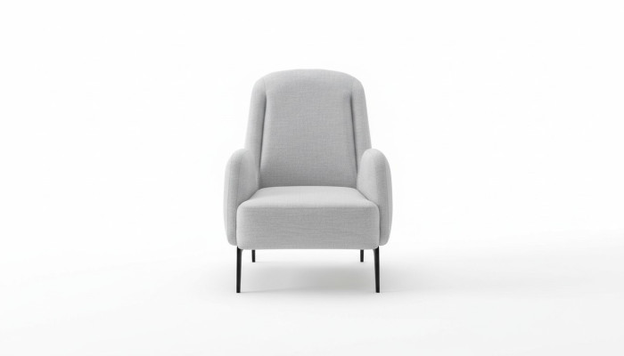 Designer Sedia grigia di lusso 1 posto Seduta imbottita in tessuto.