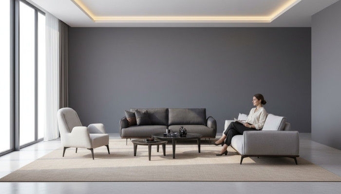 Sofà a tre posti e poltrona da salotto Set Design Moderno Divano in tessuto