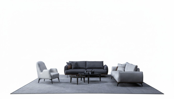Sofà a tre posti e poltrona da salotto Set Design Moderno Divano in tessuto