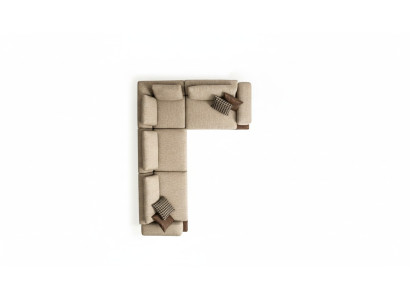 Divano angolare beige angolare imbottito a forma di L, divano moderno per soggiorno.
