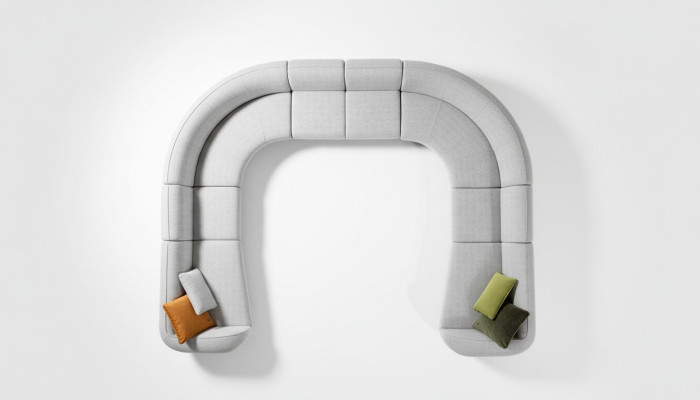 Divano a L angolare design villa, stile in tessuto grigio.