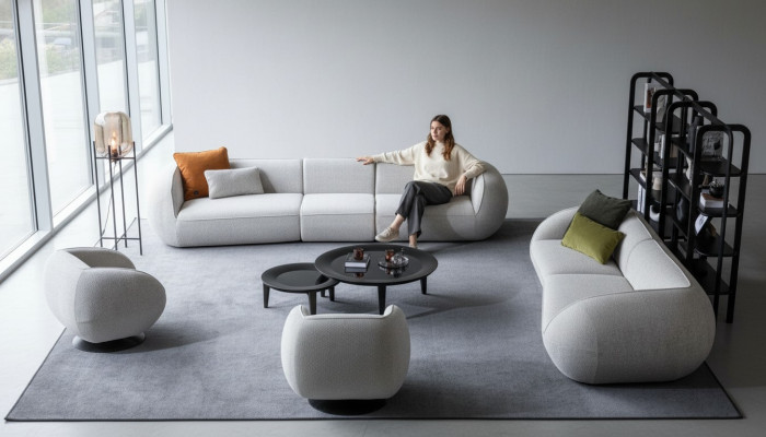 Sofà-Set Mobili da soggiorno Divano a cinque posti Divano a quattro posti Poltrona Set Mobili di design