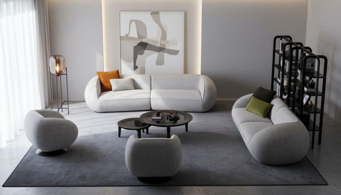Set da salotto Lounge divano a tre posti divanetto poltrona angolare Moderno