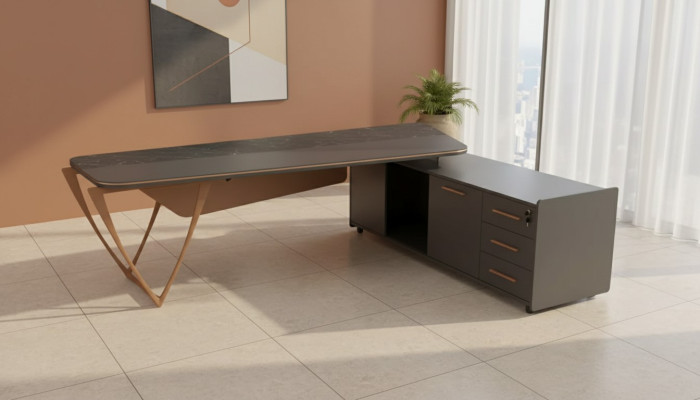 Mobili da ufficio Scrivania ad angolo con cassetti Tavolo moderno per lo studio