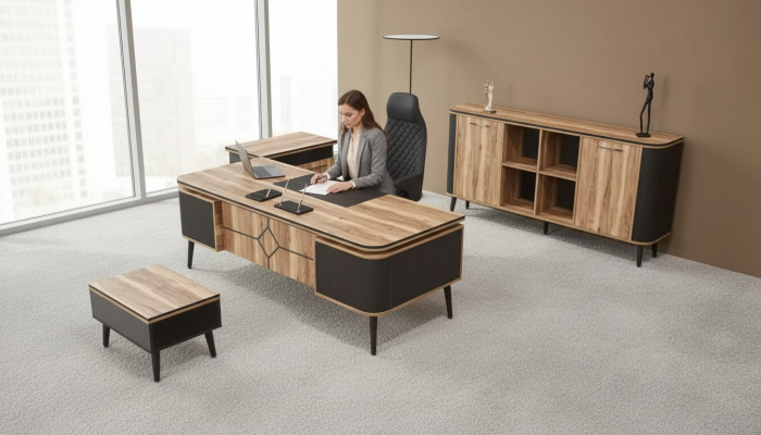 Scrivania in legno per l'ufficio, 220x90, mobili da designer.