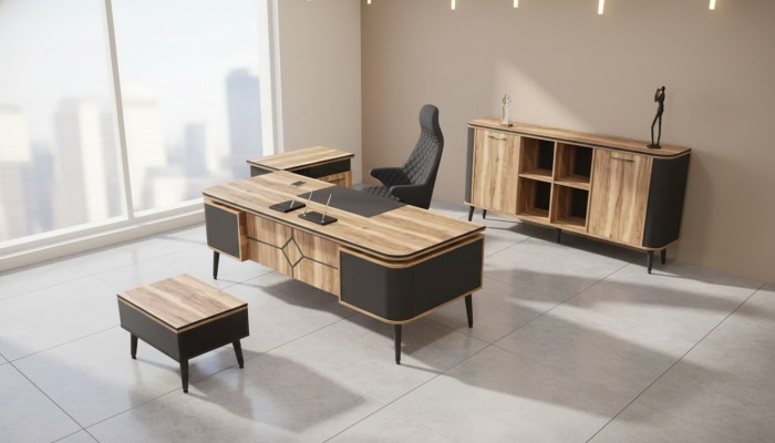 Scrivania in legno per l'ufficio, 220x90, mobili da designer.