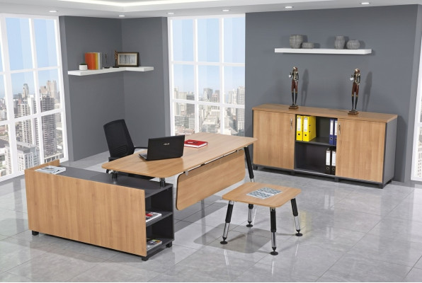 Tavolo Mobili in legno Set mobili da ufficio Mobili da studio Scrivania d'angolo Armadi 3 pz