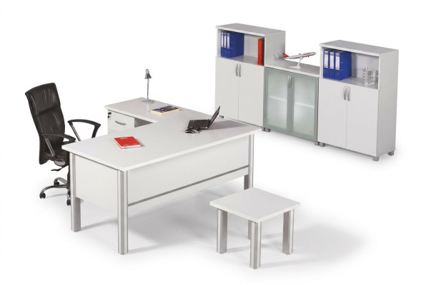 Mobili luminosi per ufficio scrivania tavolino sgabello archivio 3 pezzi.