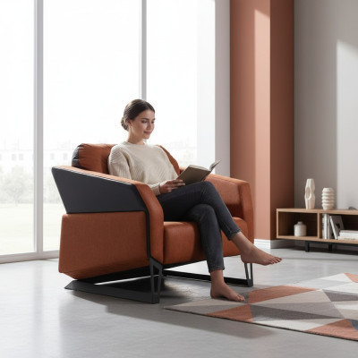 Sedia da ufficio, mobili di lusso per lo studio, arredi da ufficio, sedia arancione nuova