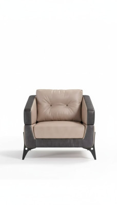Beige poltrona studio in tessuto di lusso, poltrona con schienale inclinabile.