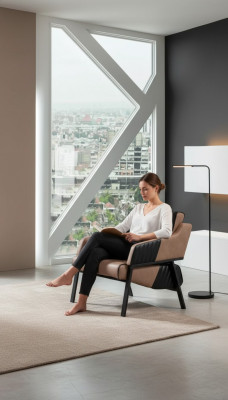 Sedia da studio di lusso in tessuto per l'arredamento dell'ufficio imbottita, nuova.