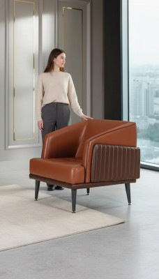 Poltrona di lusso stile moderno per ufficio, imbottitura in tessuto, design di mobili nuovi.