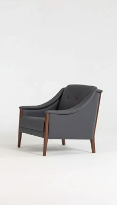 Poltrona da studio, poltrona imbottita grigia, sedile, mobile, tessuto, moderno, design.