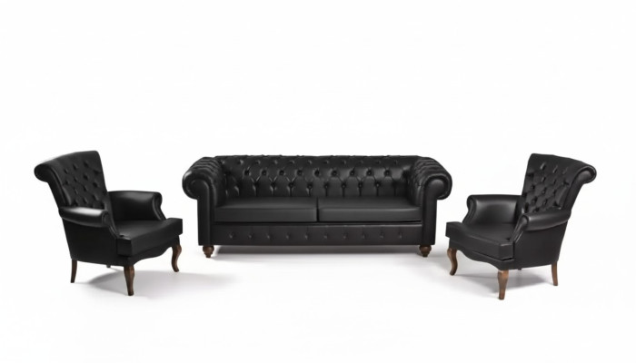 Set di divani Chesterfield neri Arredamento completo per ufficio Mobili moderni