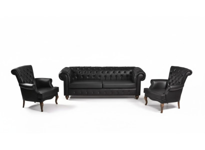 Set di divani Chesterfield neri Arredamento completo per ufficio Mobili moderni
