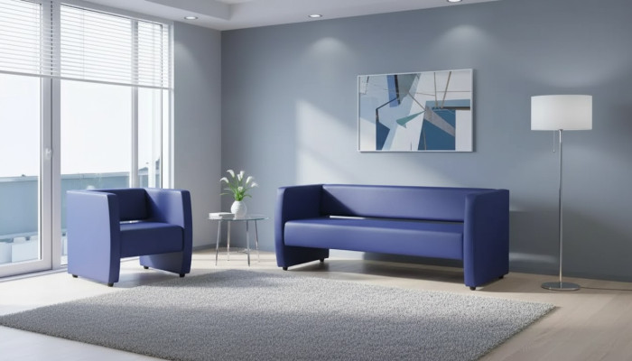Lusso Sedia blu Arredamento per ufficio Studio Imbottitura Tessuto Tessuto Nuovo