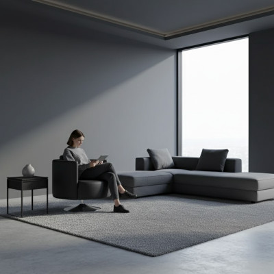 Mobili da ufficio Poltrona di lusso Nera Poltrona Imbottitura Tessuto Design moderno Sedia con braccioli