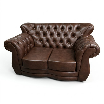 Divano Chesterfield lussuoso divano 2 posti in pelle marrone.