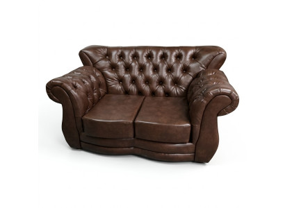 Divano Chesterfield lussuoso divano 2 posti in pelle marrone.
