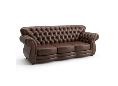 Divano Chesterfield in pelle a 3 posti - Divani di lusso marrone.