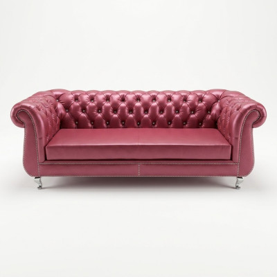 Divano Chesterfield a 4 posti, divani di lusso in pelle per il soggiorno.